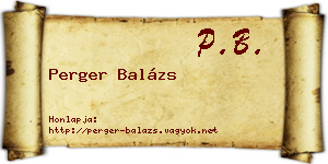 Perger Balázs névjegykártya