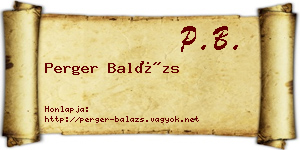 Perger Balázs névjegykártya